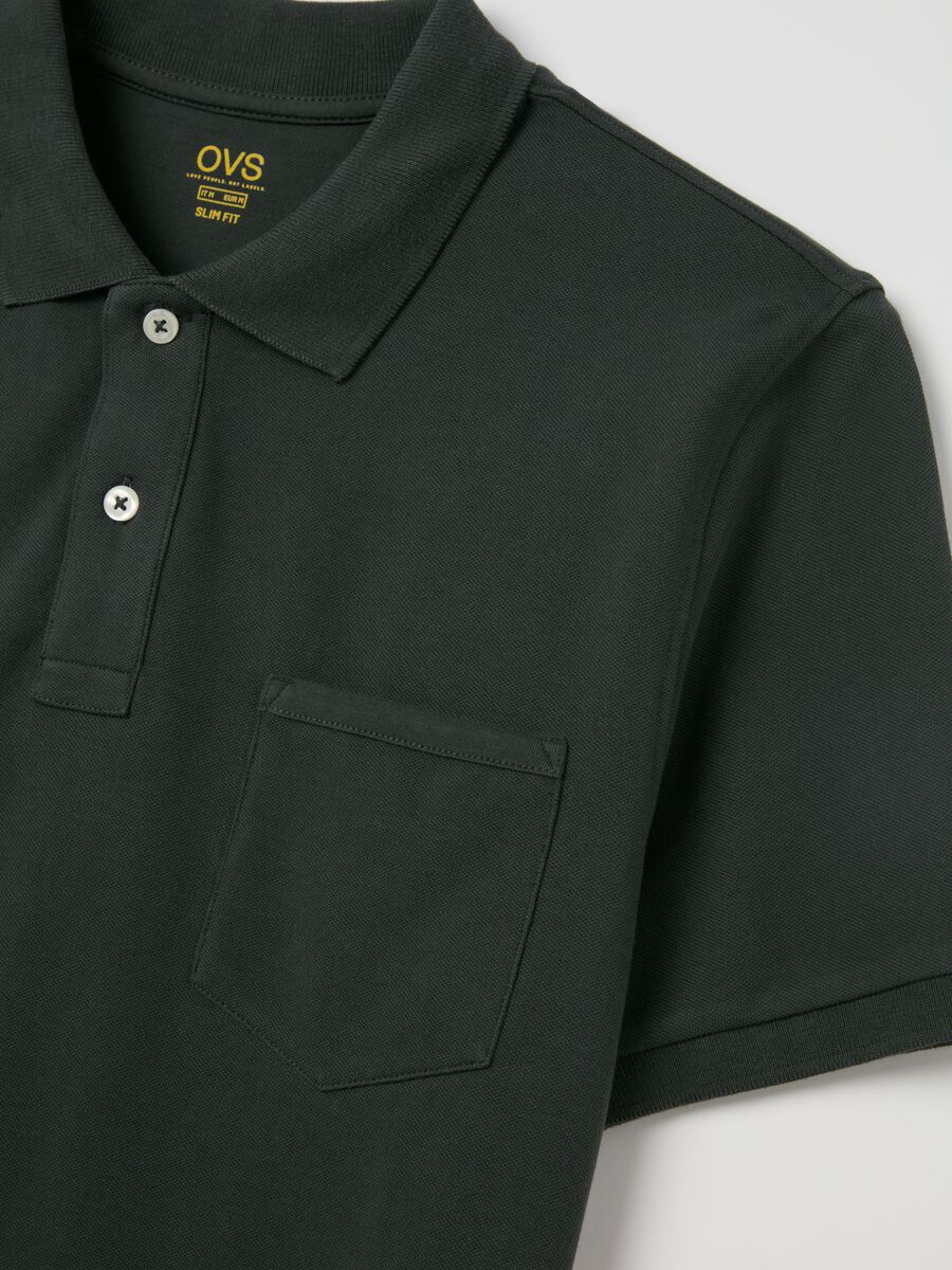 Stretch cotton polo shirt with pocket_1