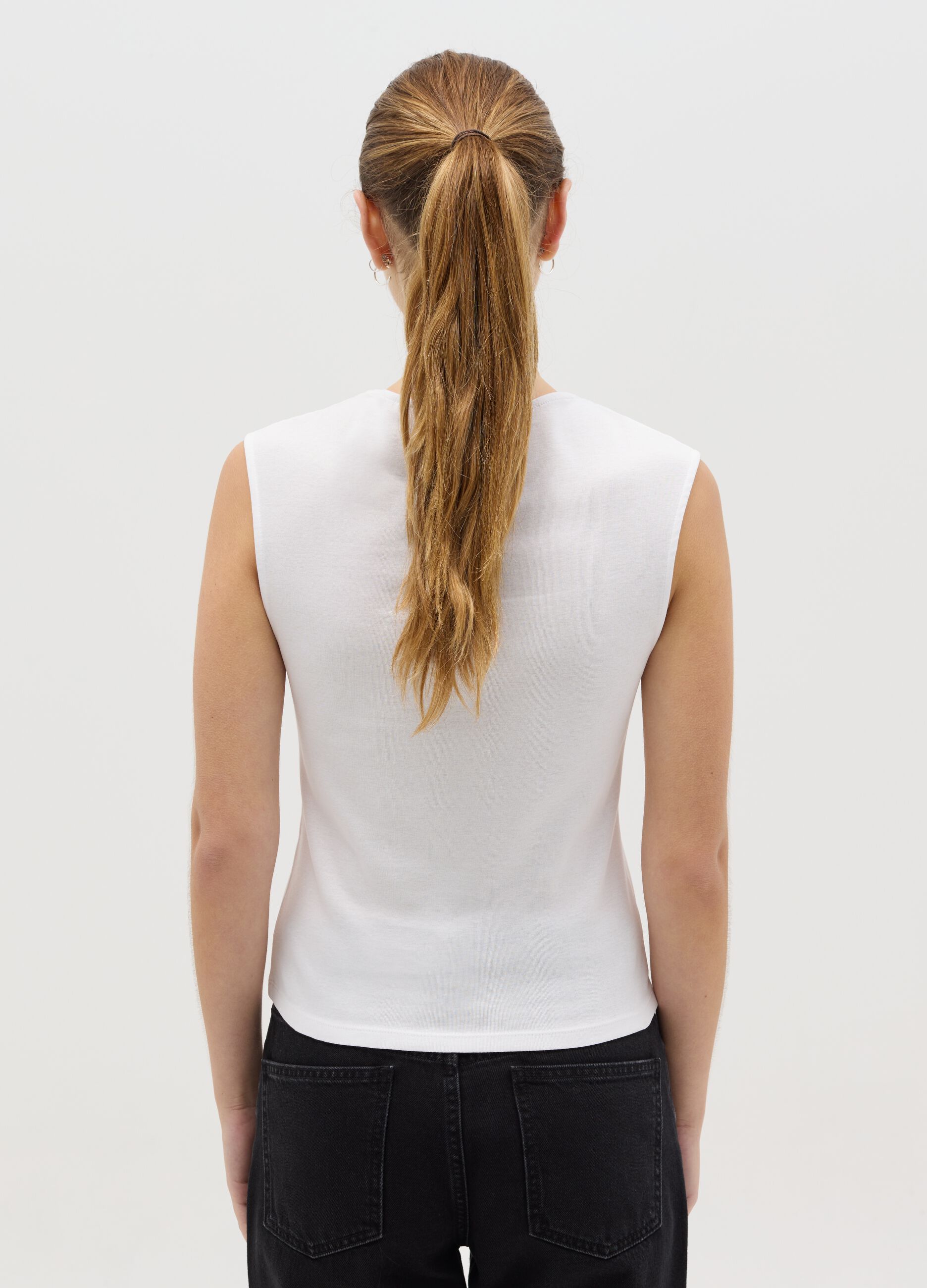 White tank top with square neck