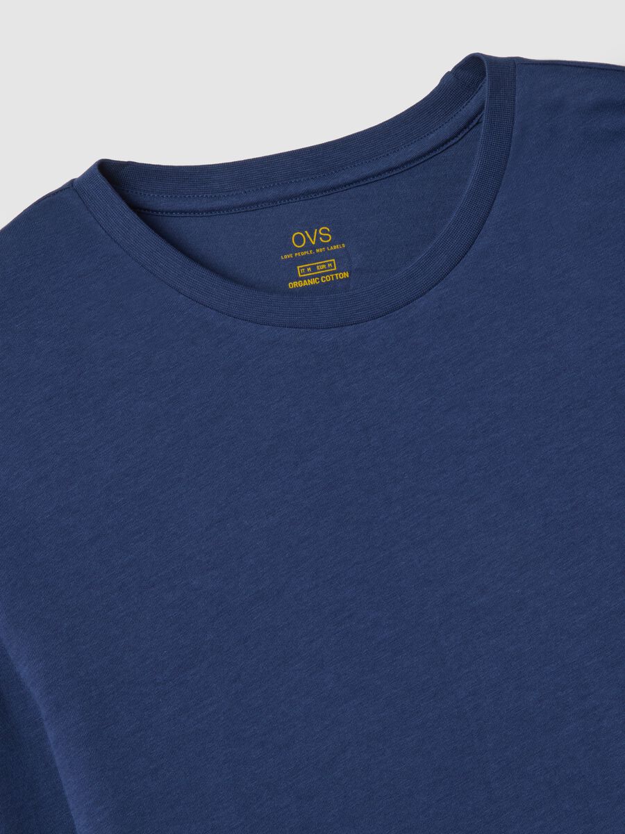 Blue crew neck long sleeve pyjama in pure cotton regular fit_5