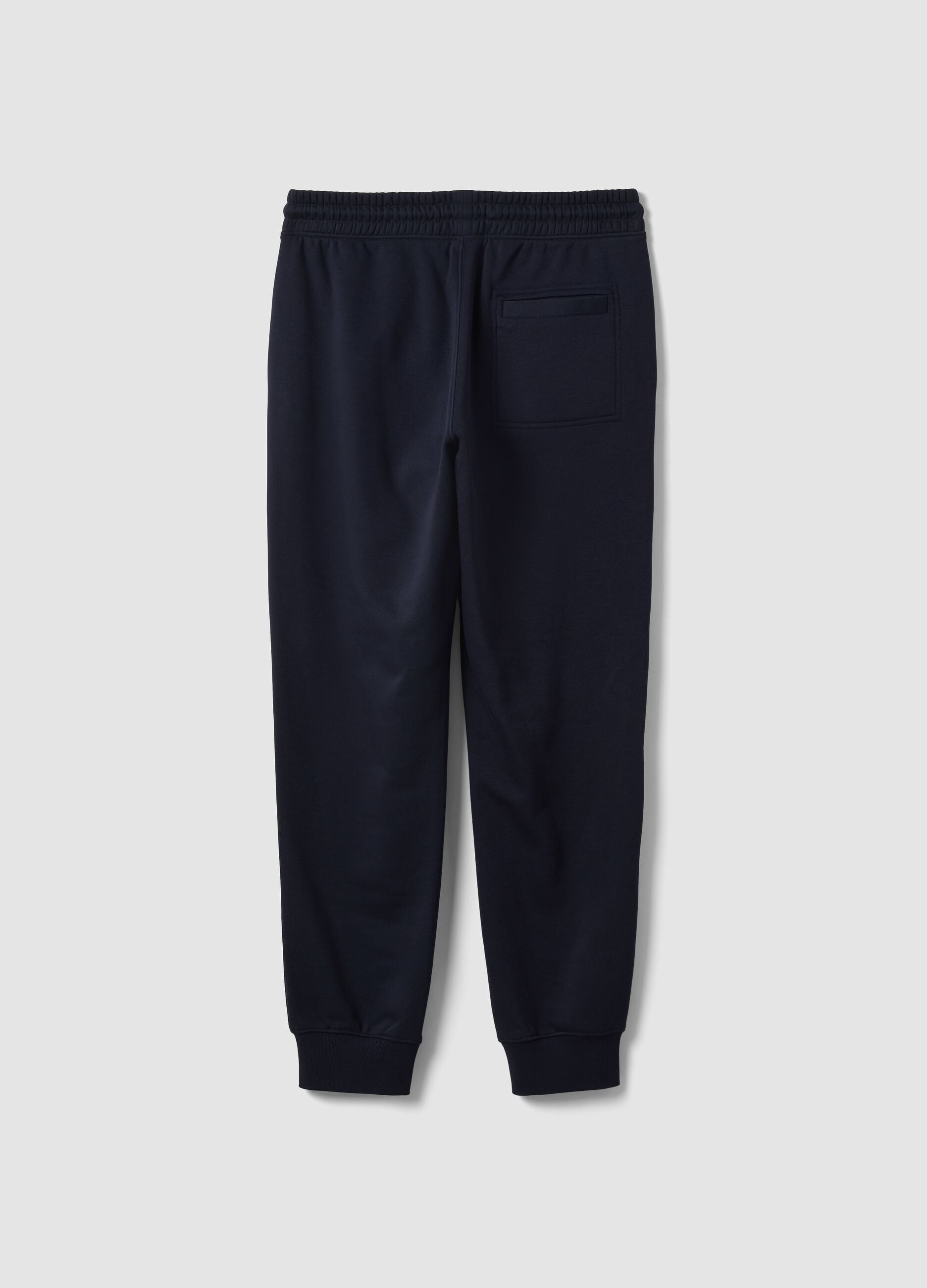 Blue cotton-blend joggers with cuffed hem and drawstring