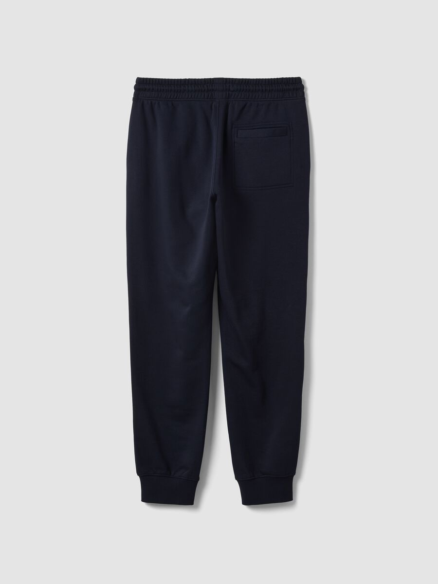 Blue cotton-blend joggers with cuffed hem and drawstring_7
