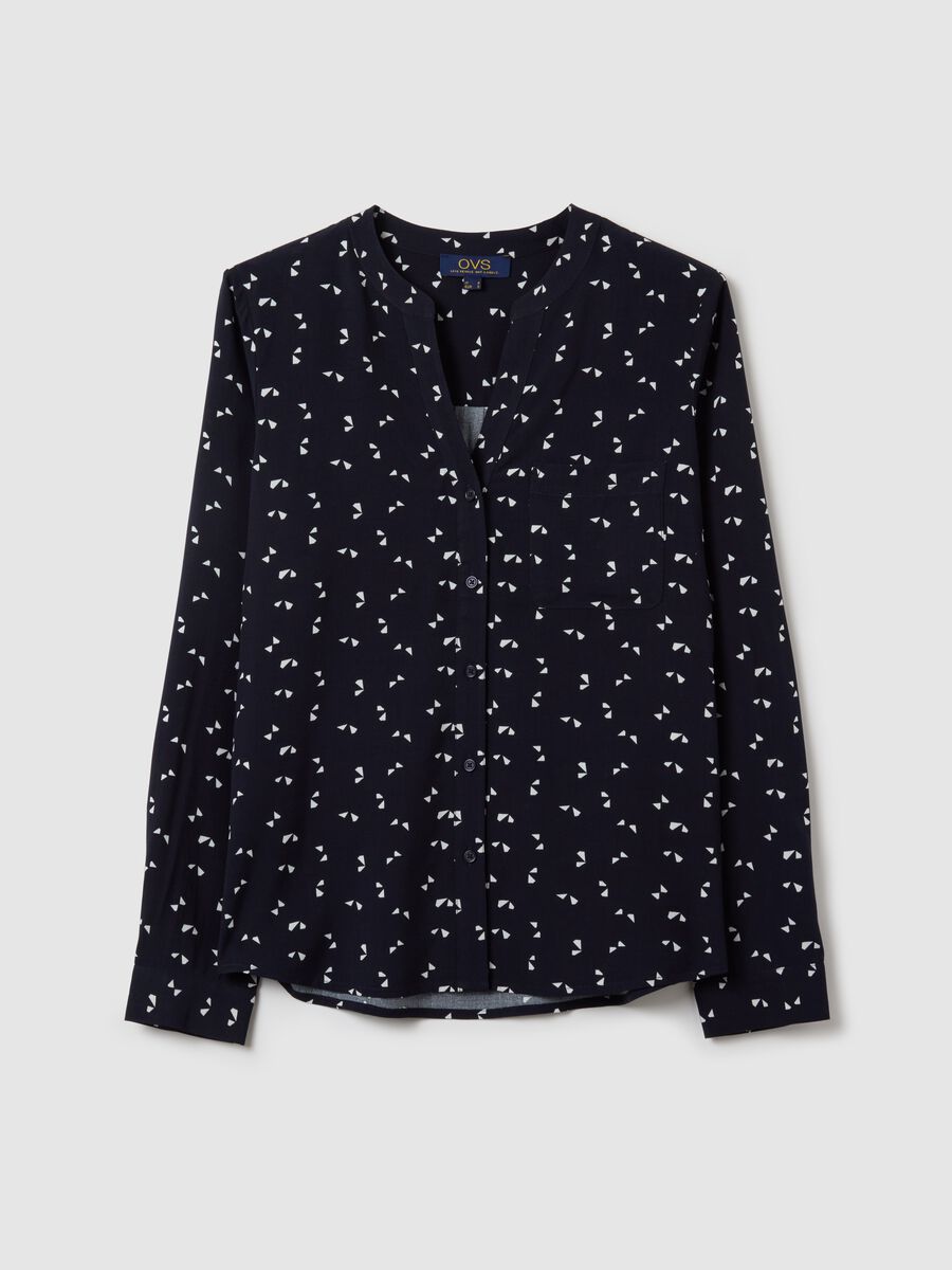 Blue shirt in viscose with micro print_4