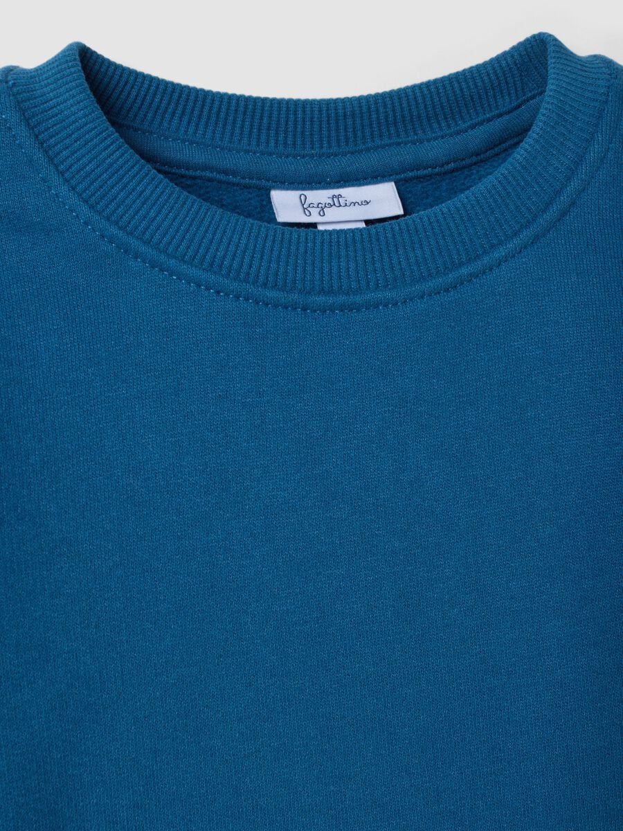 Felpa blu girocollo in puro cotone organico_2