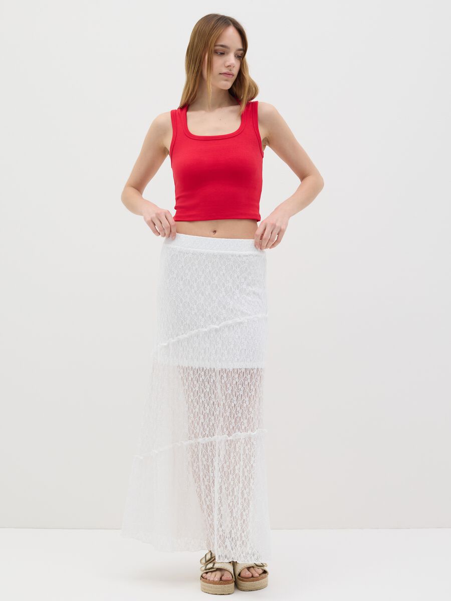 Women’s red fitted vest top in stretch cotton_1