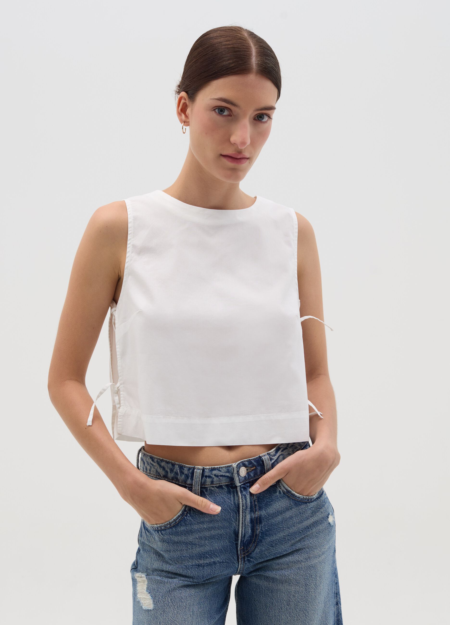 Blouse with splits and laces