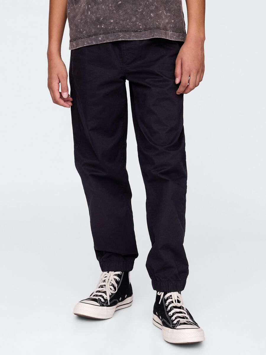 Pantaloni neri in cotone elasticizzato_1