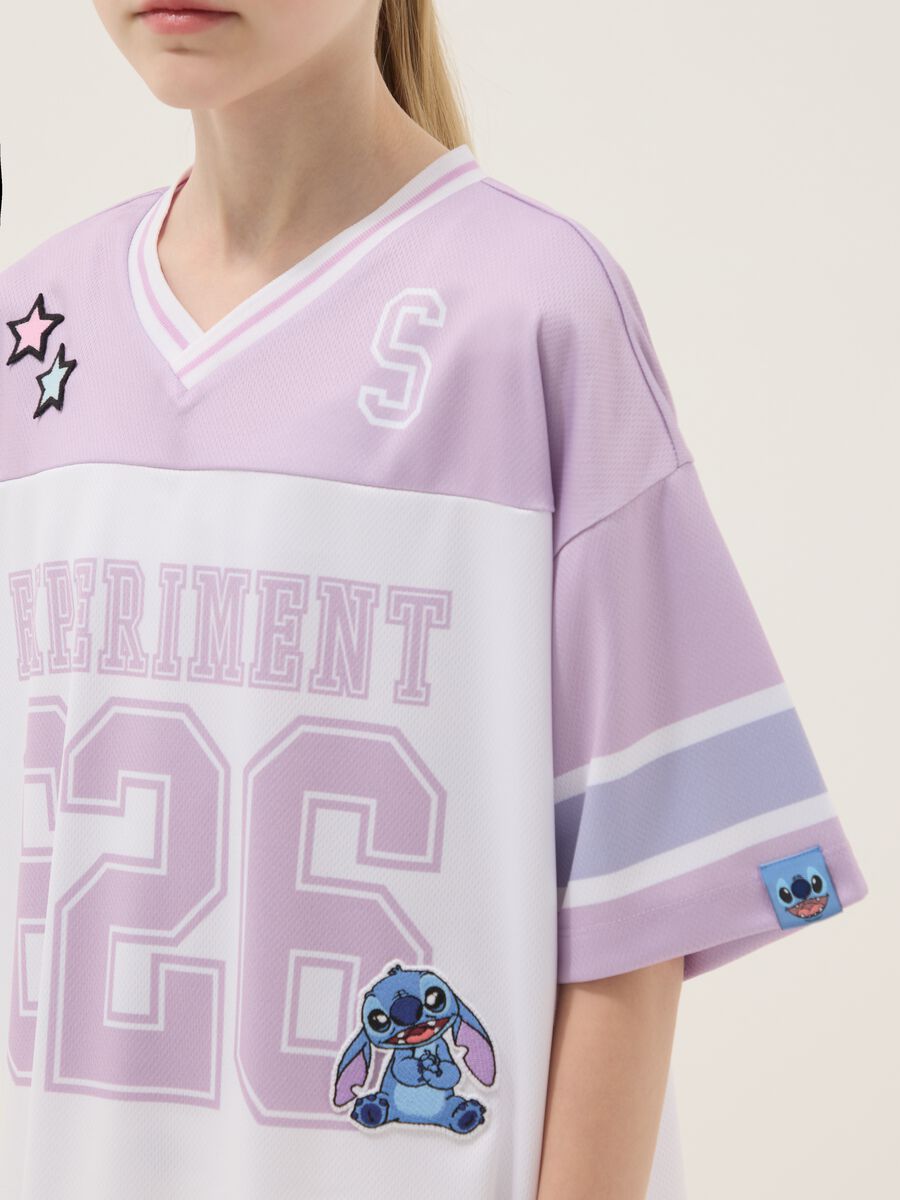 T-shirt in puro cotone multicolor da ragazza boxy fit con Stitch_2