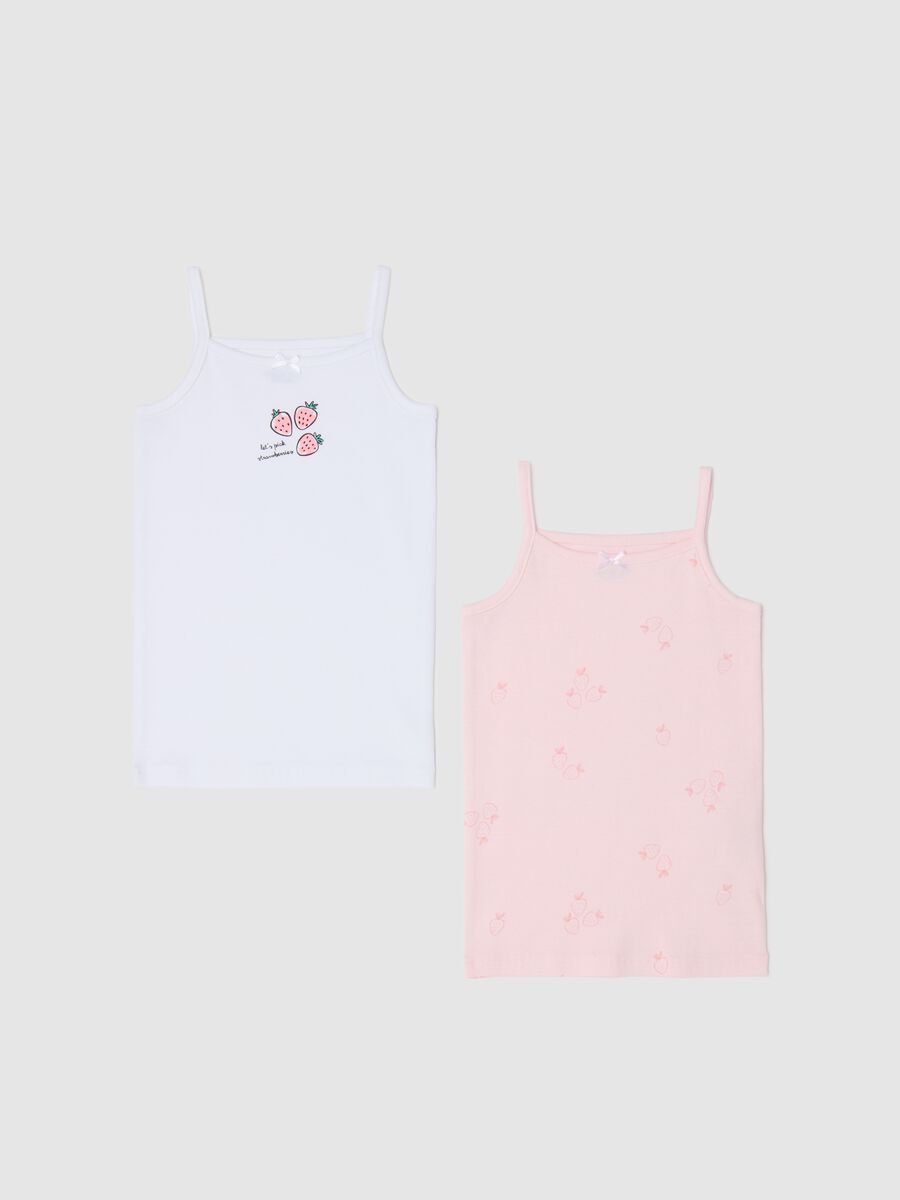 Two-pack vests in cotton with bow and print_0