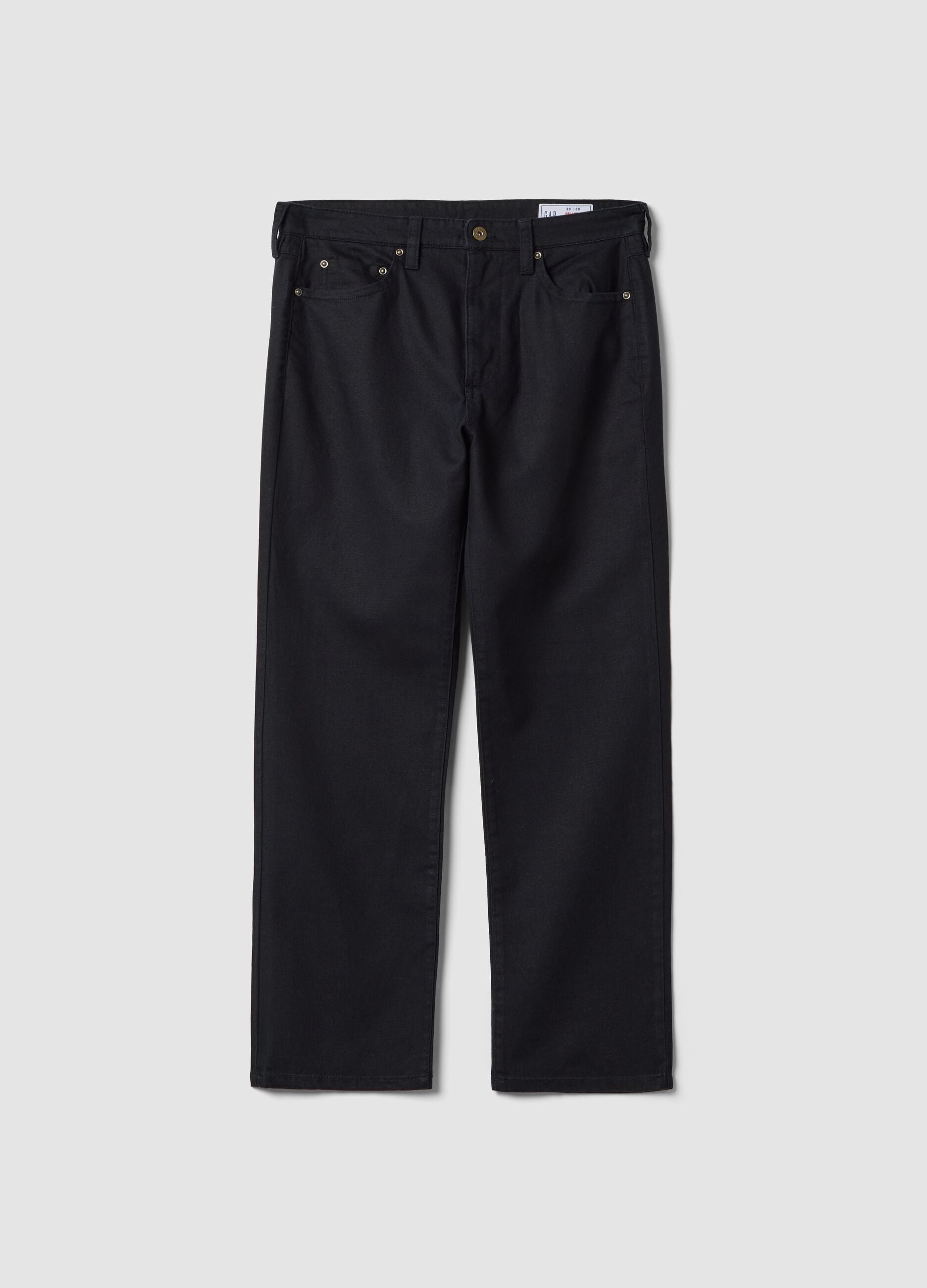 Blue linen-blend cotton trousers