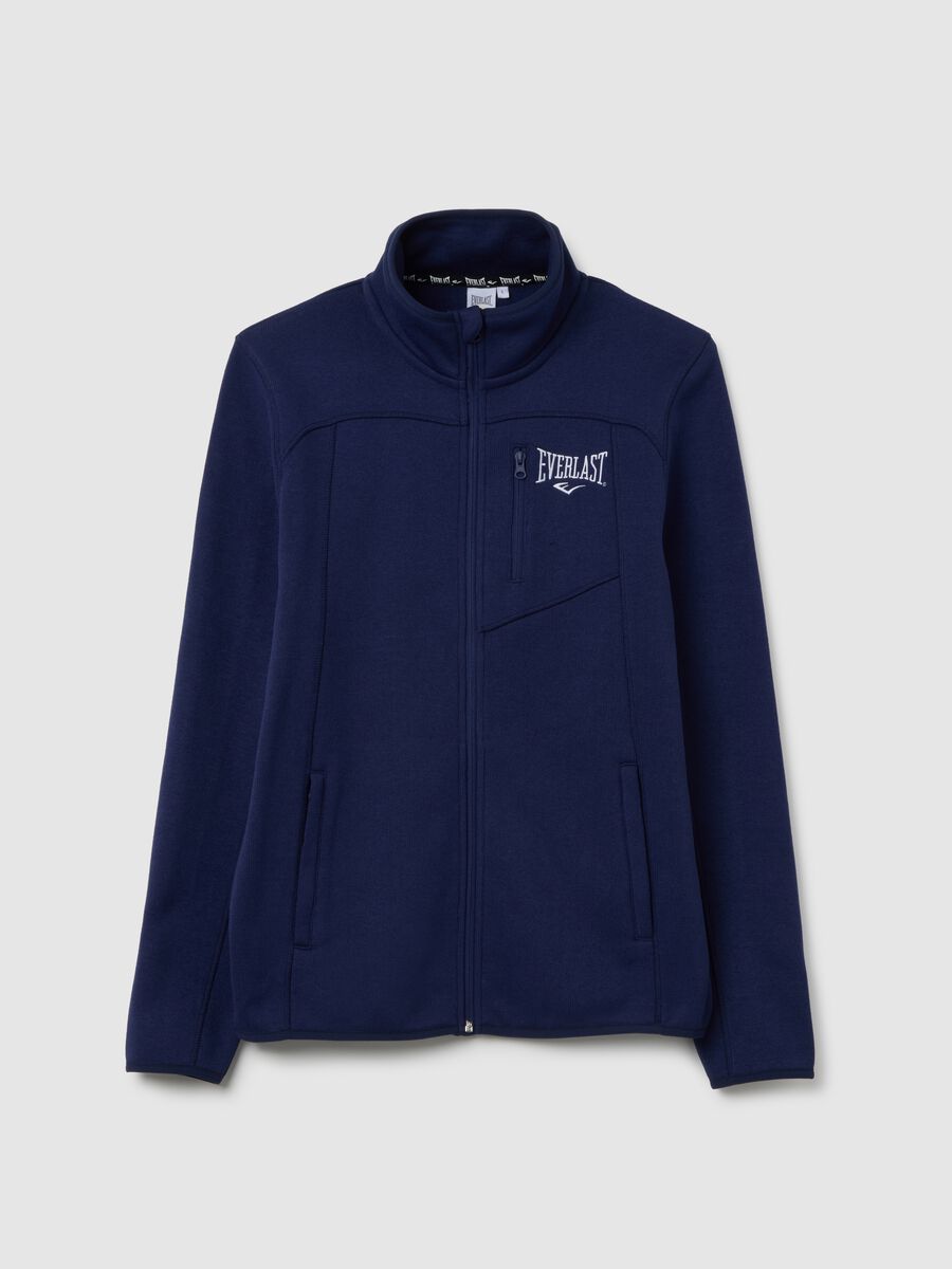 Blue zip-up high neck sweatshirt regular fit_4