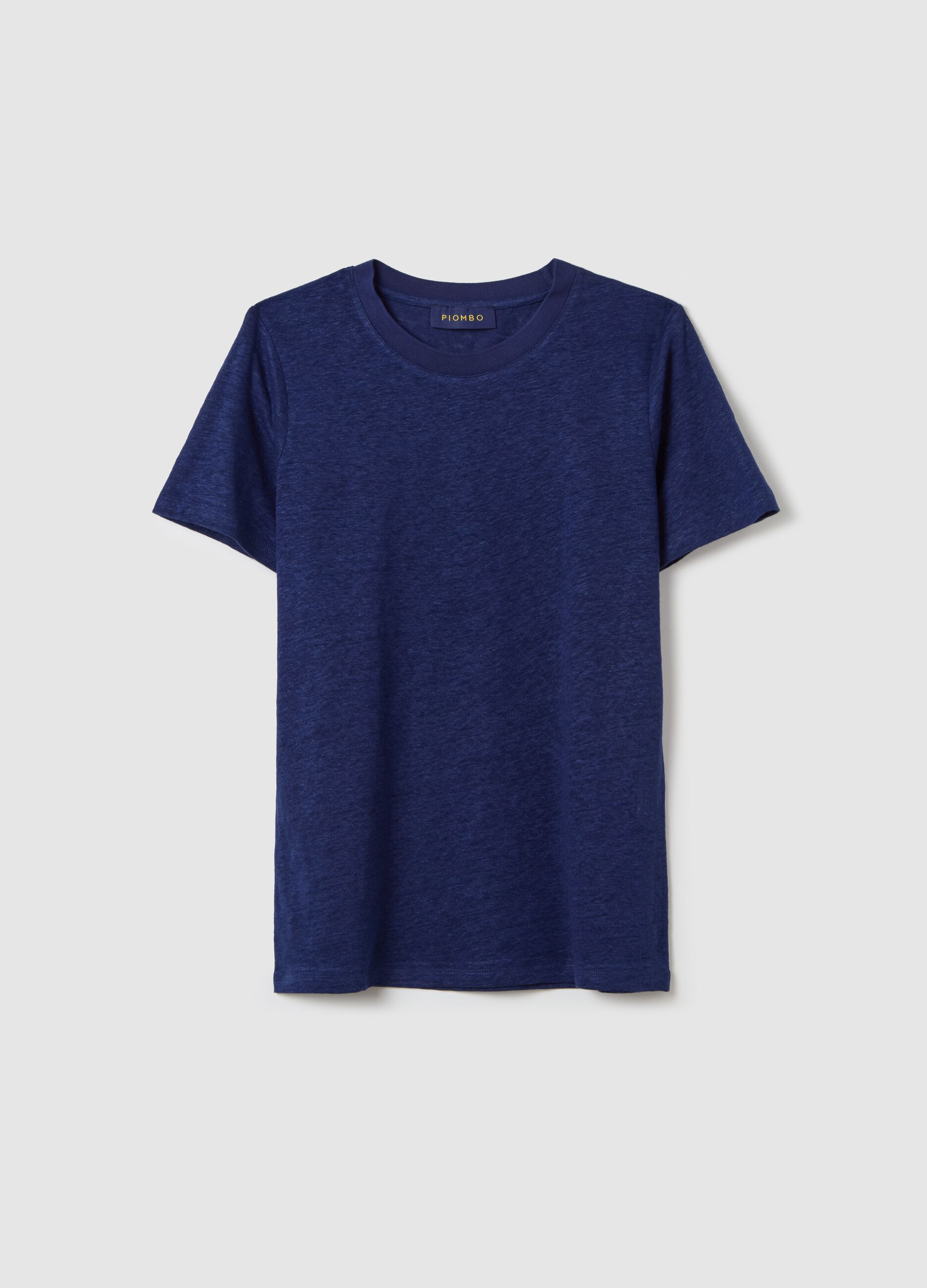 Linen T-shirt with round neck
