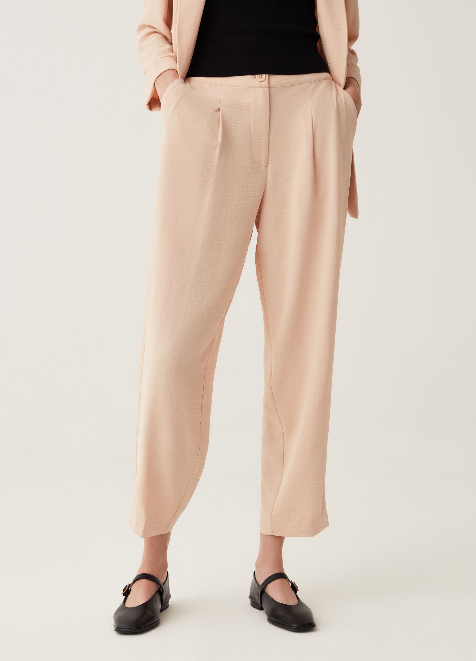 Pantalone a sigaretta in tessuto fluido_1