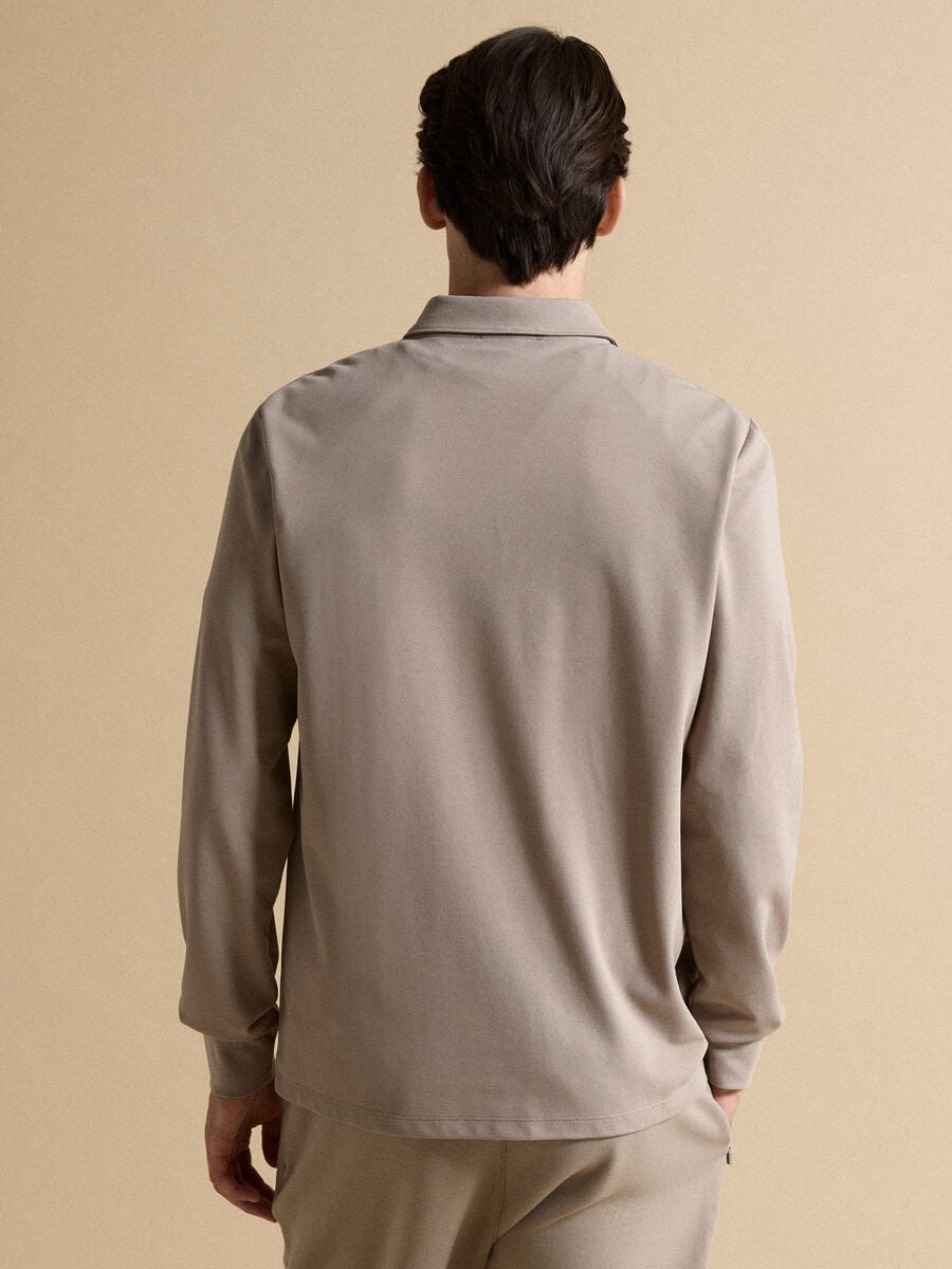 Polo grigia in misto cotone piquet elasticizzato Easy dry regular fit_3