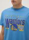 Sky Blue Pure Cotton Regular Fit T-shirt with Golden State Warriors Logo_3