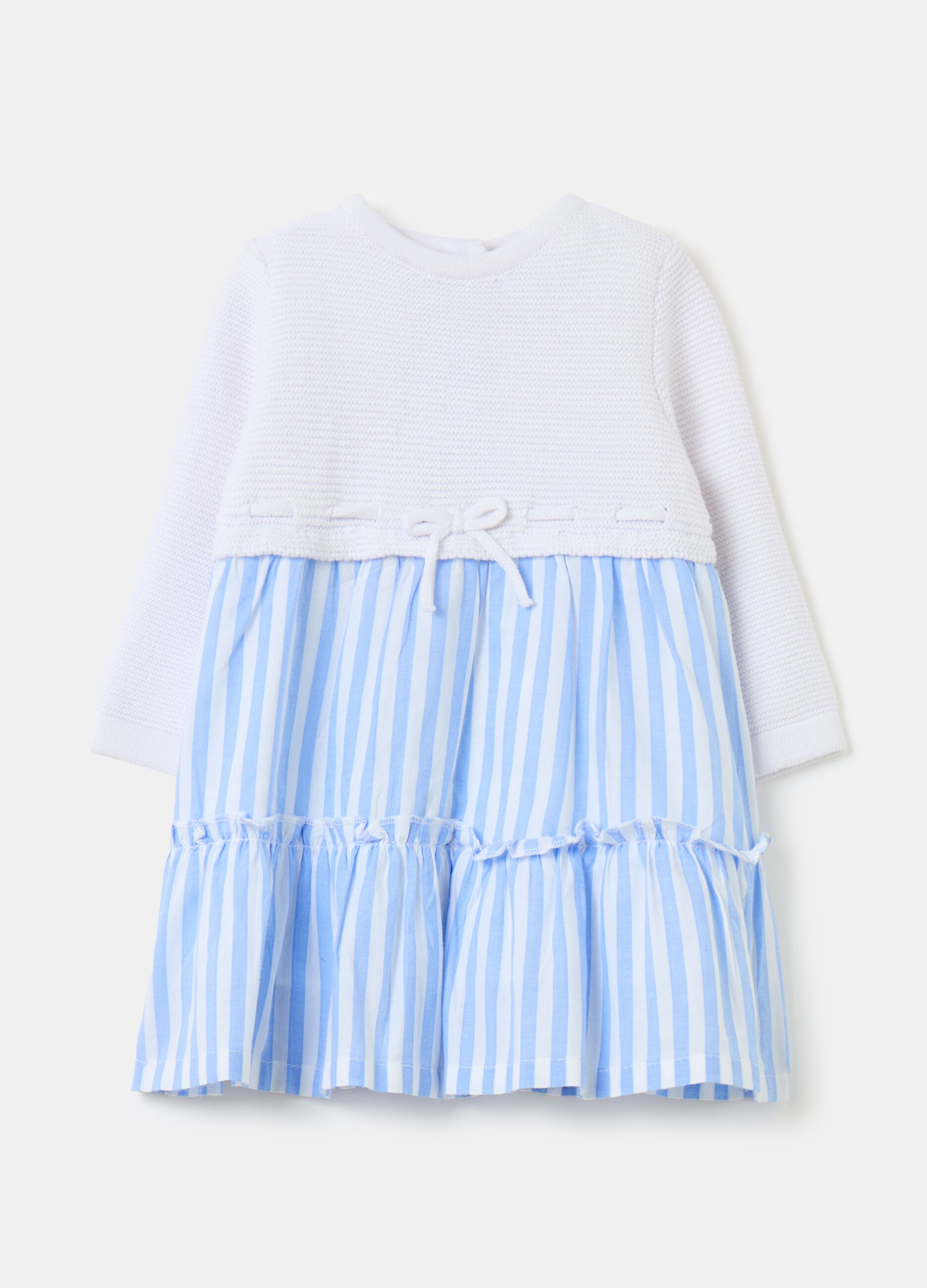 Two-part dress with striped skirt