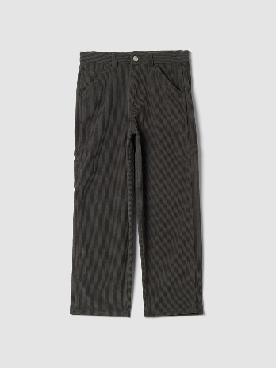 Pantaloni carpenter grigi a coste over fit_0