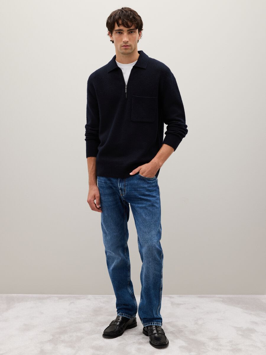 Blue pullover with oversized fit_1