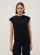 Black sleeveless pure cotton T-shirt, regular fit_0