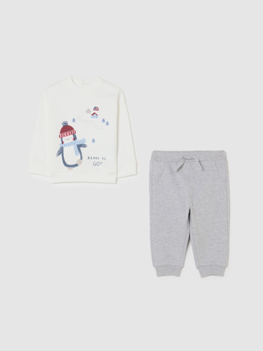 Multicolour baby cotton jersey and trousers set_0