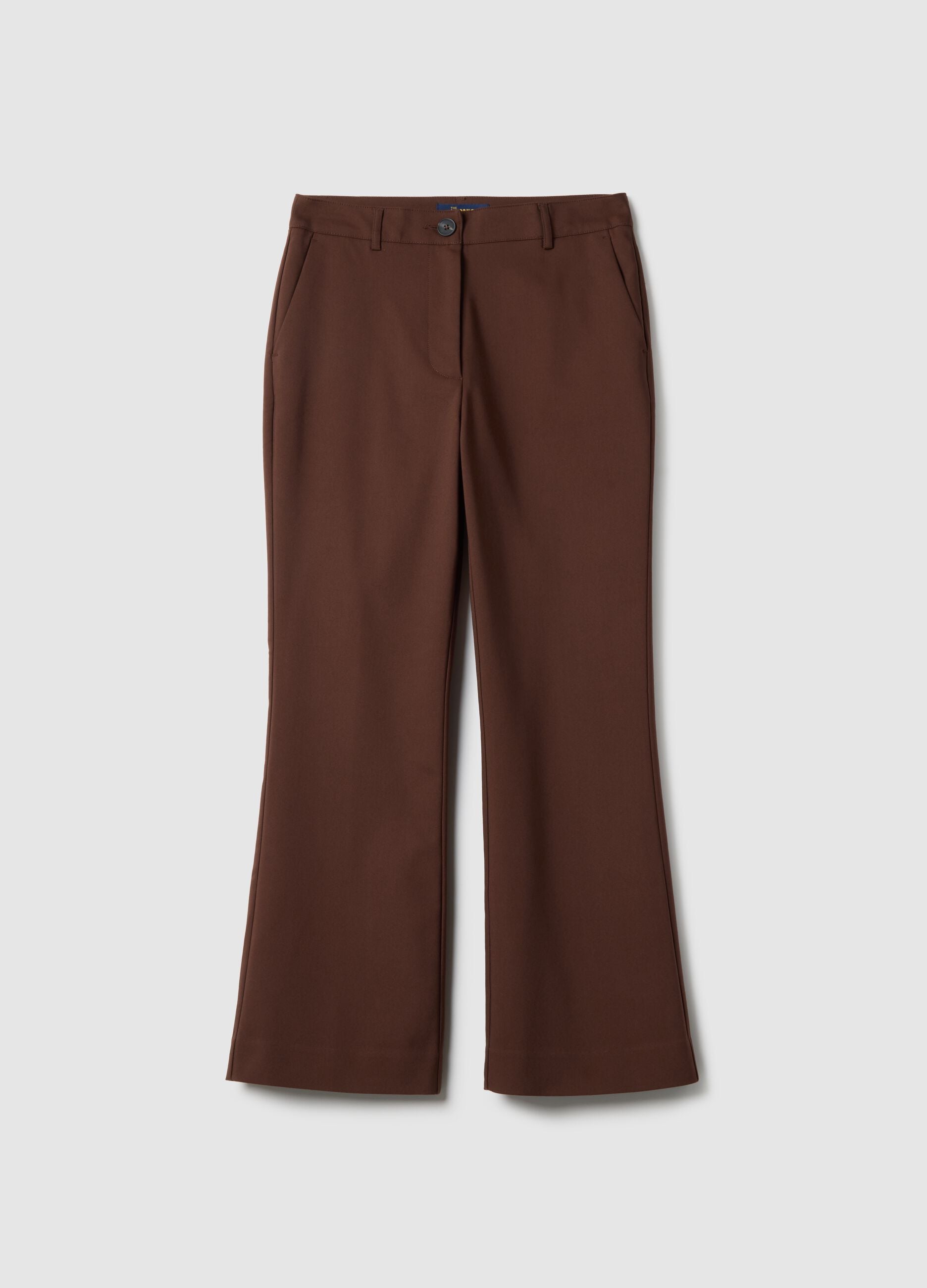 Brown stretch regular fit trousers