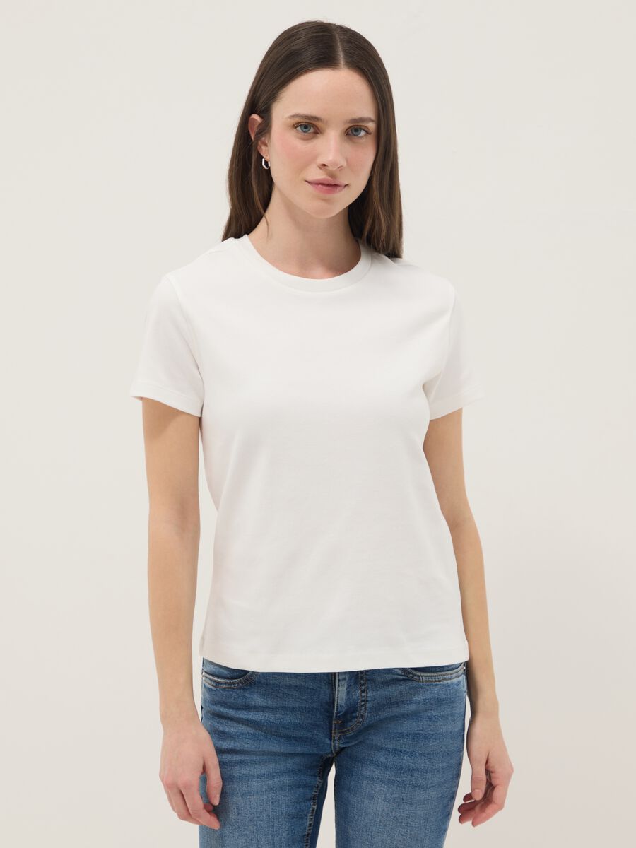 T-shirt in puro cotone bianca regular fit_1