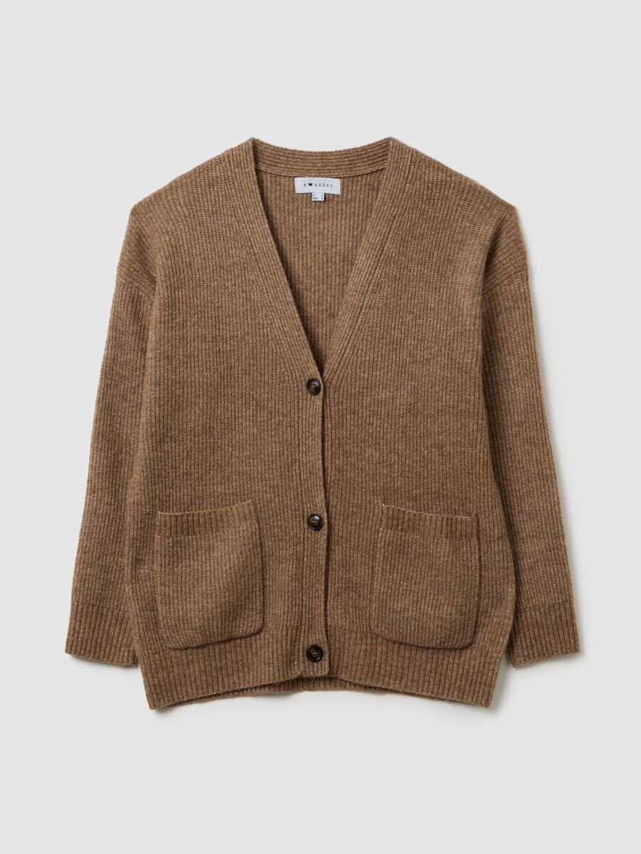 Cardigan marrone vestibilità over con bottoni_0
