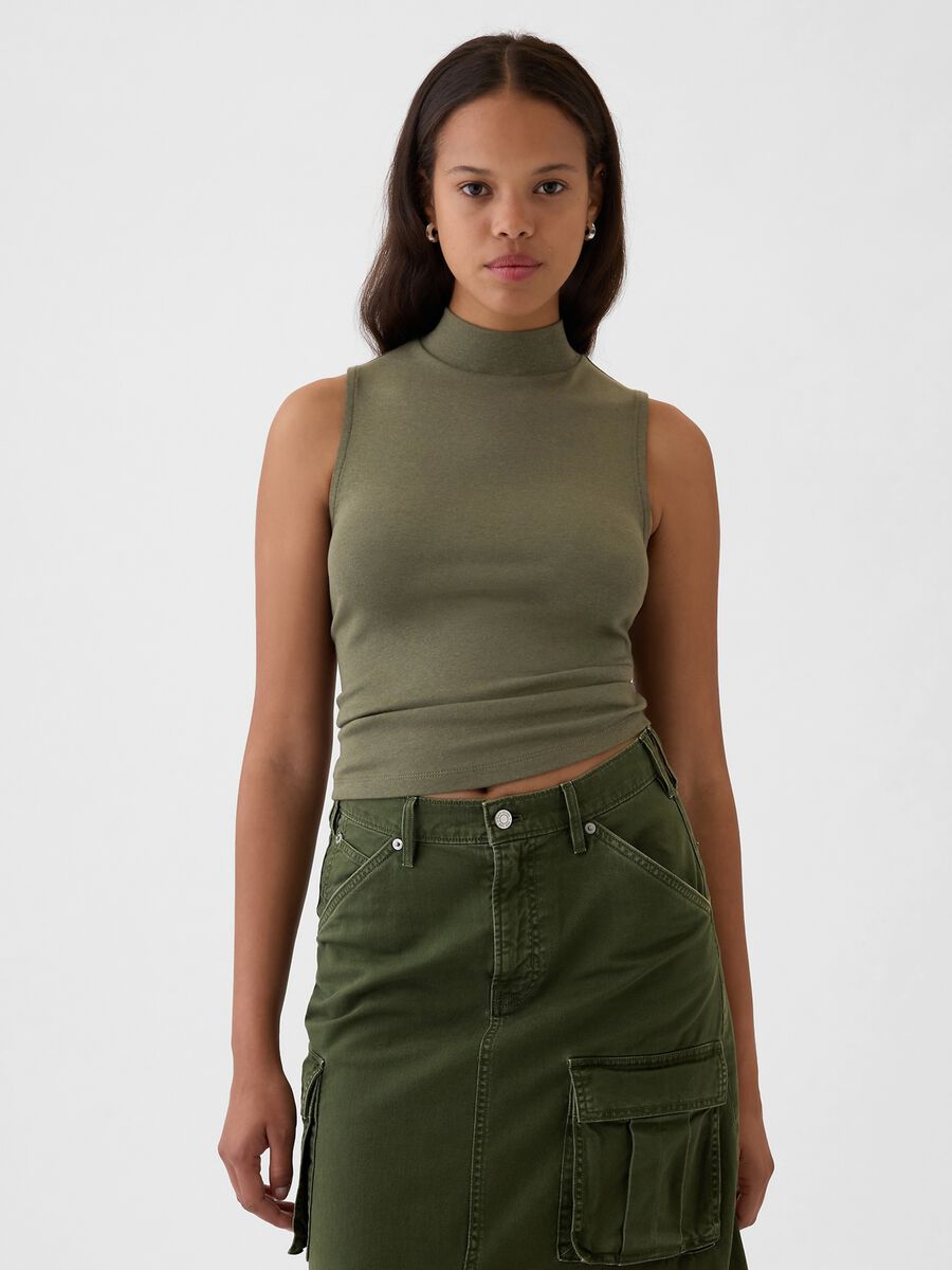 Mock neck sleeveless top_0