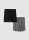 Multicolour regular fit pure cotton pyjama shorts two-pack_4