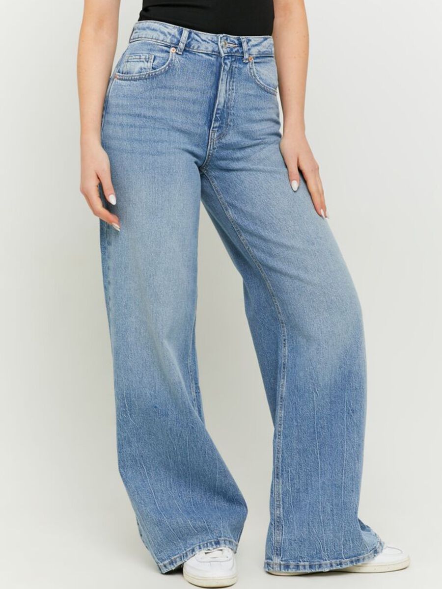 Pantaloni in cotone denim blu regular fit_1