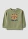 Children's green pure cotton regular fit jumper with tiger_0
