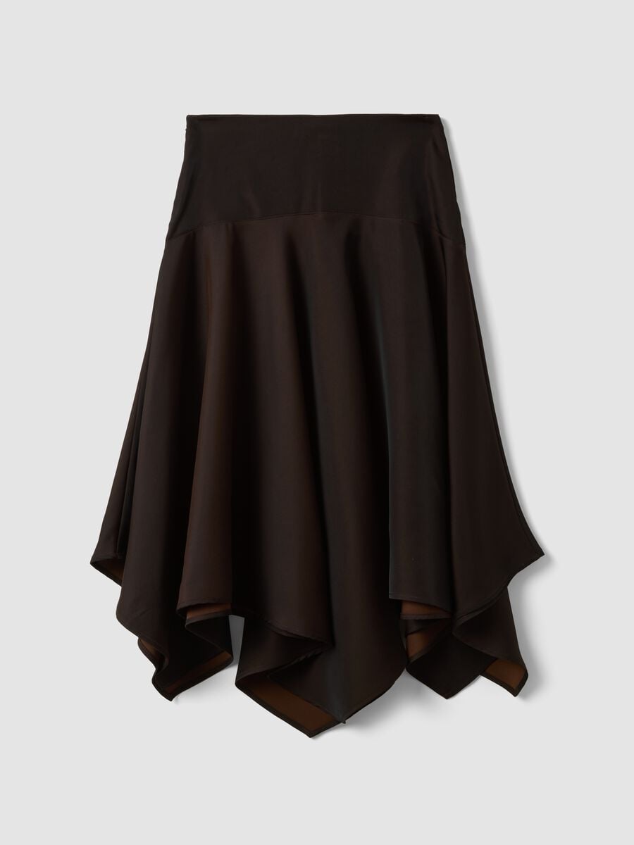 Gonna marrone midi con orlo asimmetrico_1