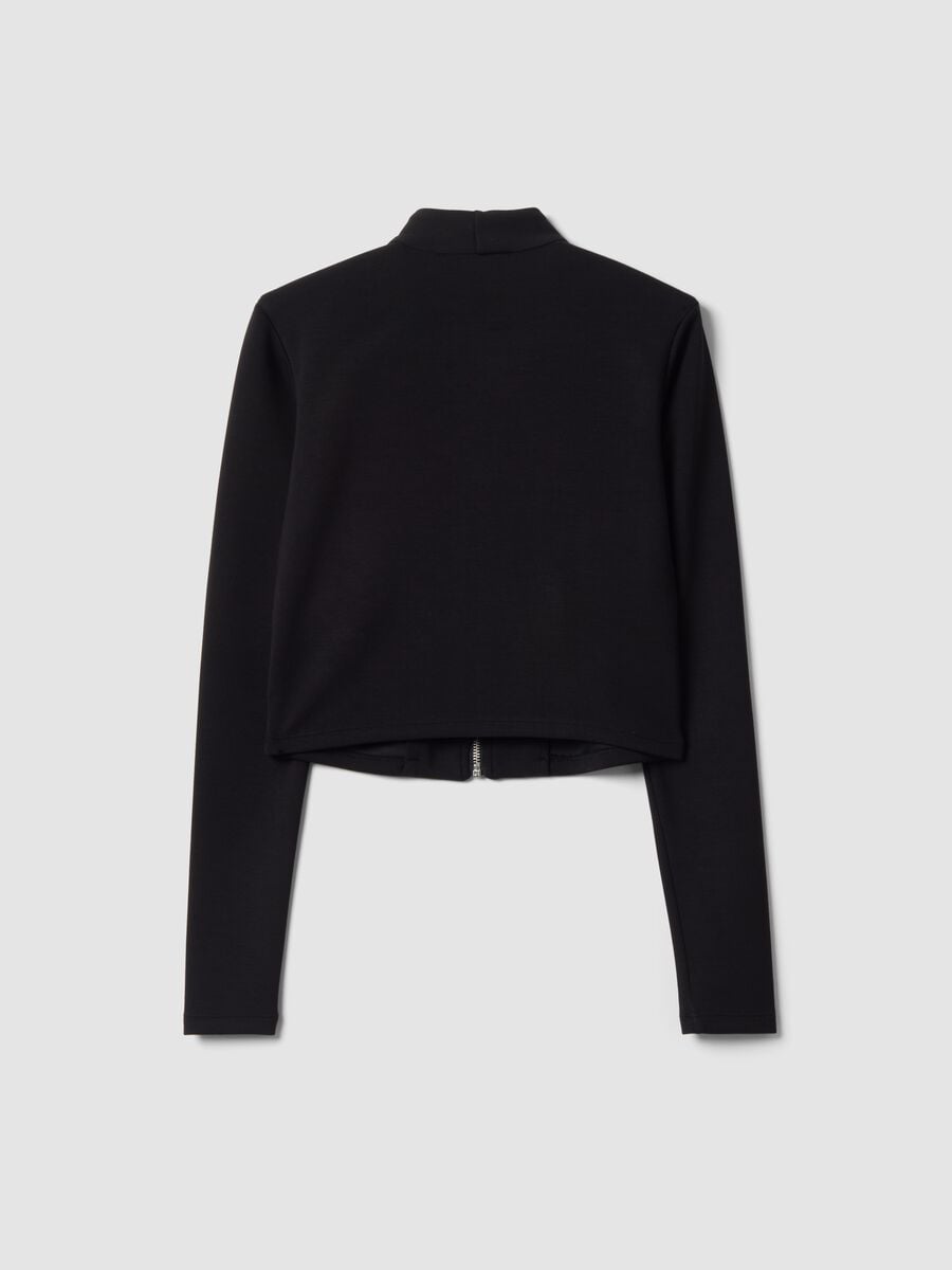 Black stretch modal sweatshirt with high neck_2