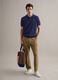 Regular fit blue polo made of cotton, linen, and silk blend_1