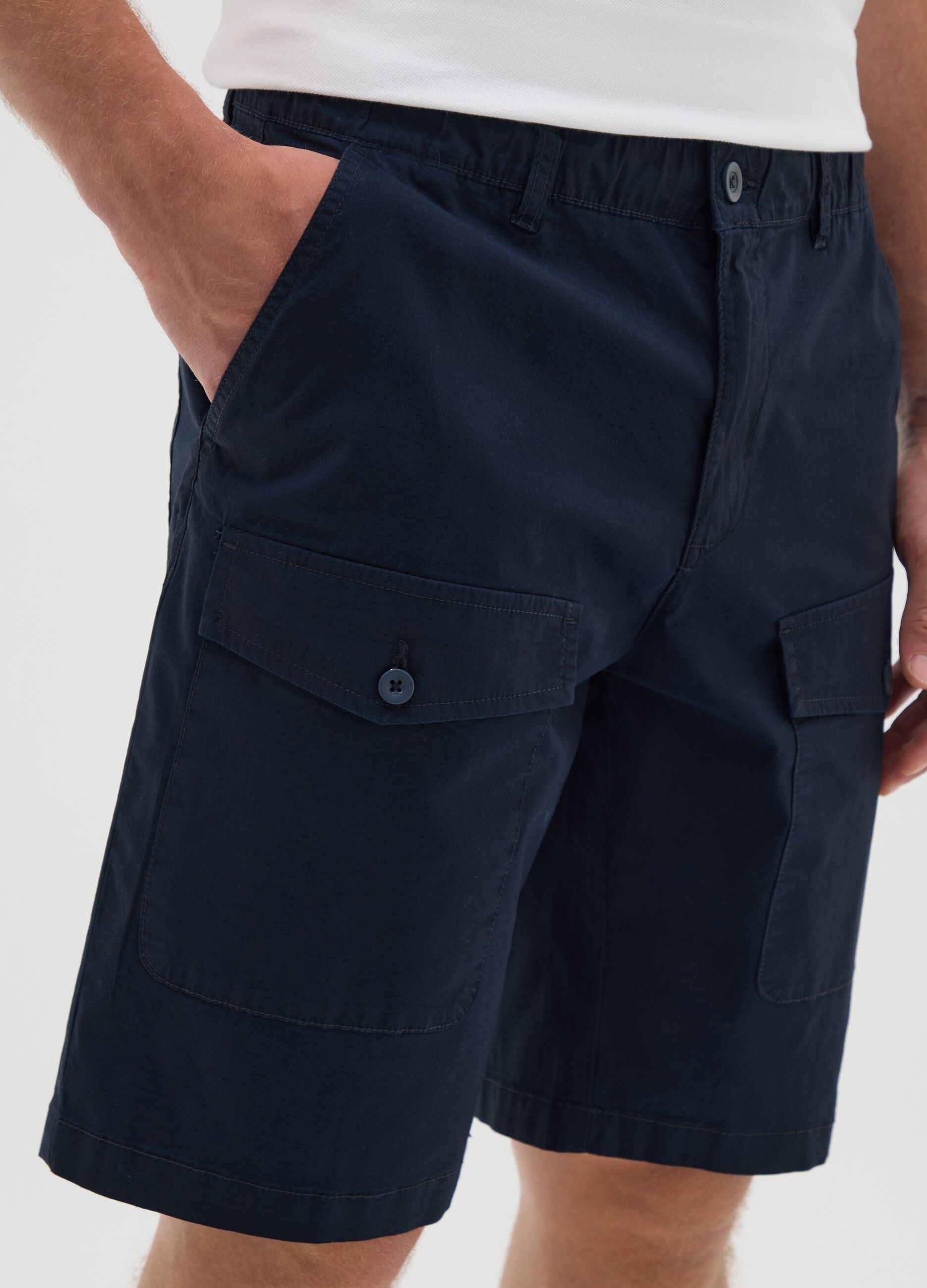 Men's blue cotton Bermuda shorts regular fit