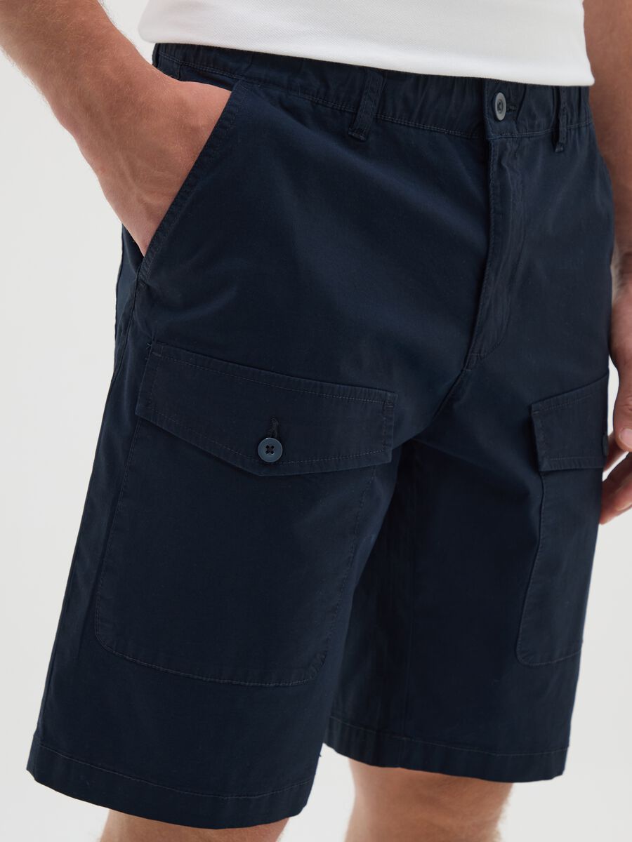 Men's blue cotton Bermuda shorts regular fit_2