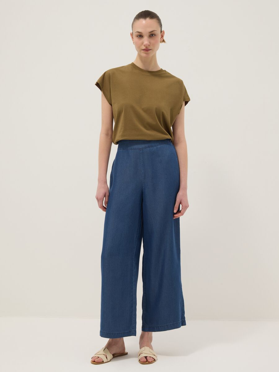 Green fitted pure cotton short-sleeve T-shirt_2