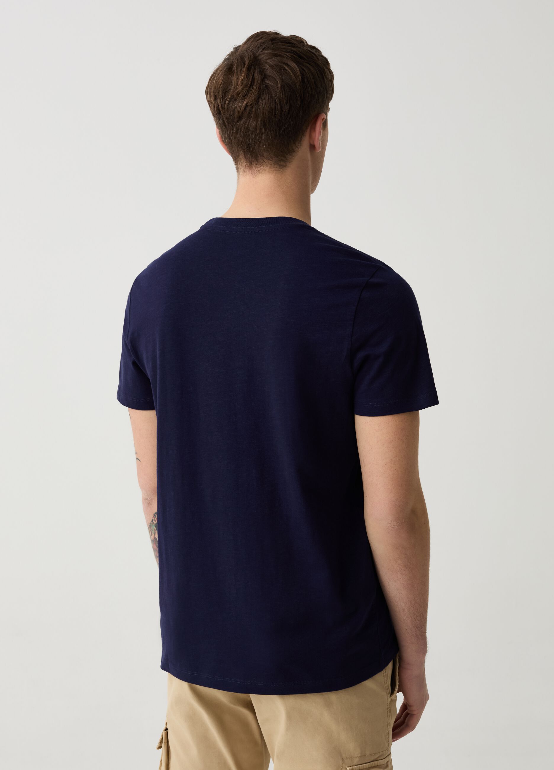 Round-neck T-shirt in jersey slub