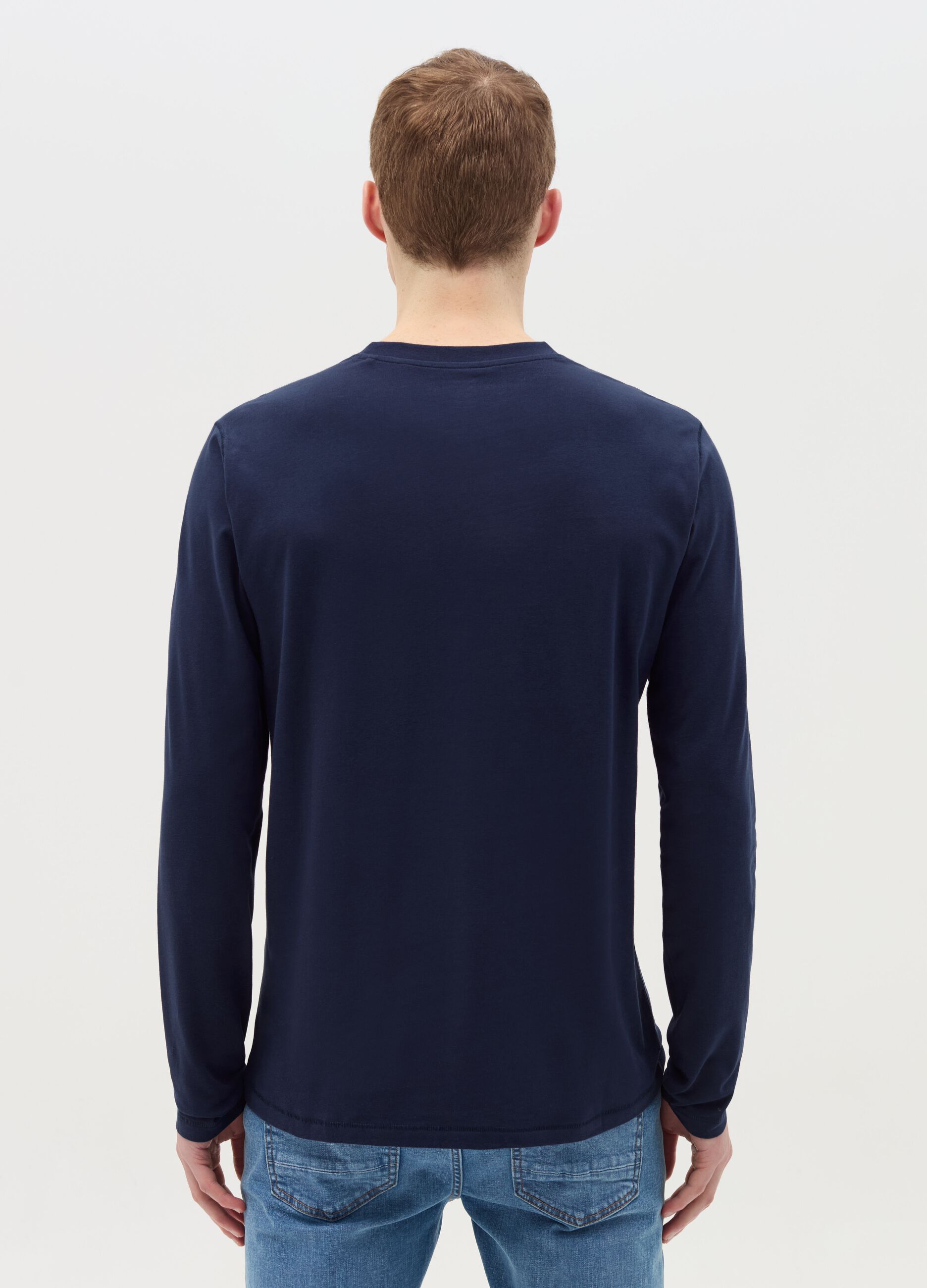 Long-sleeved T-shirt in stretch cotton