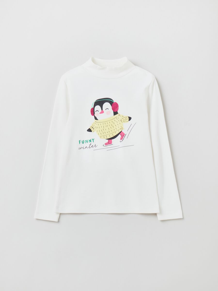 Long-sleeve turtle-neck t-shirt with glitter_0