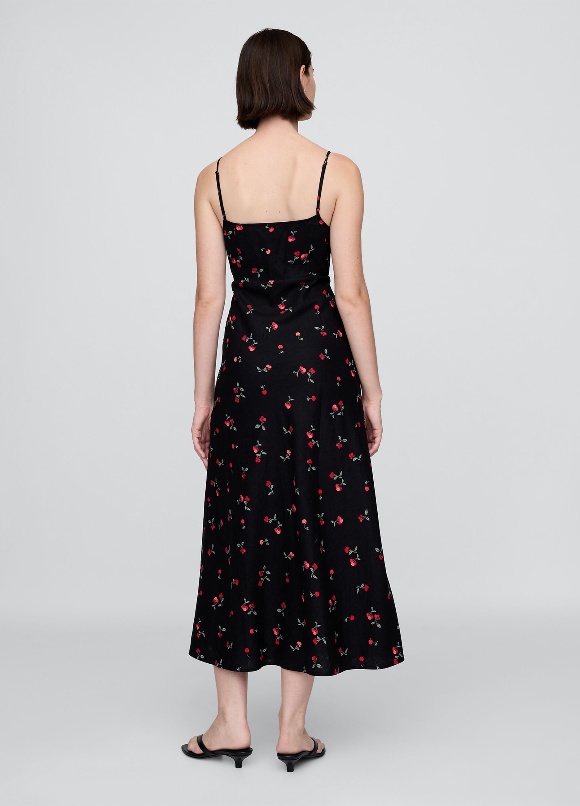 Black Long Dress with Floral Print