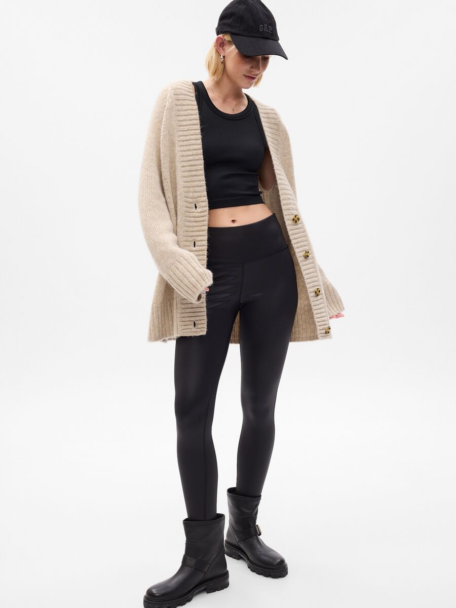 Cardigan in lana e alpaca con bottoni striati_0
