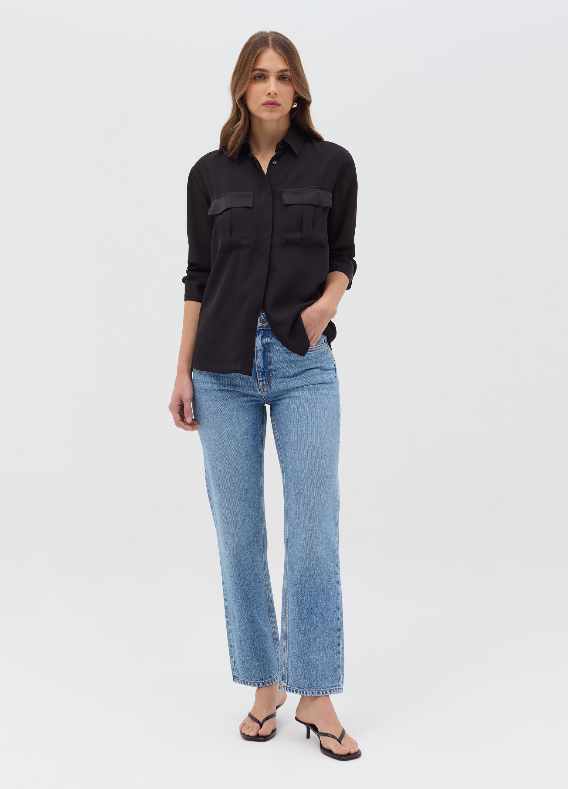 Camicia con dettagli in satin