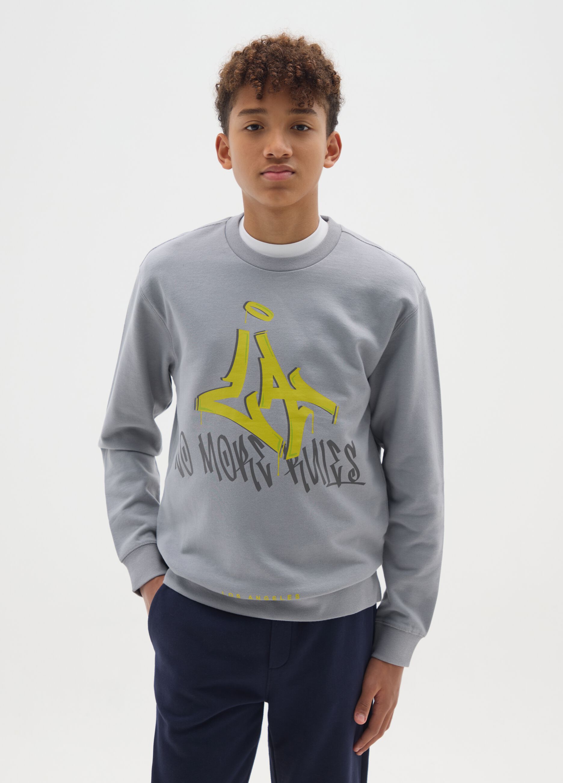 Grey cotton sweatshirt for boys