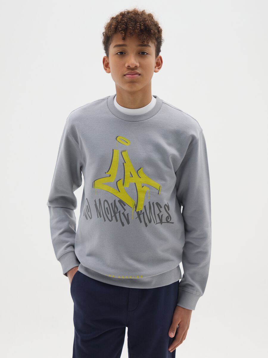 Felpa grigia in cotone per ragazzo_0