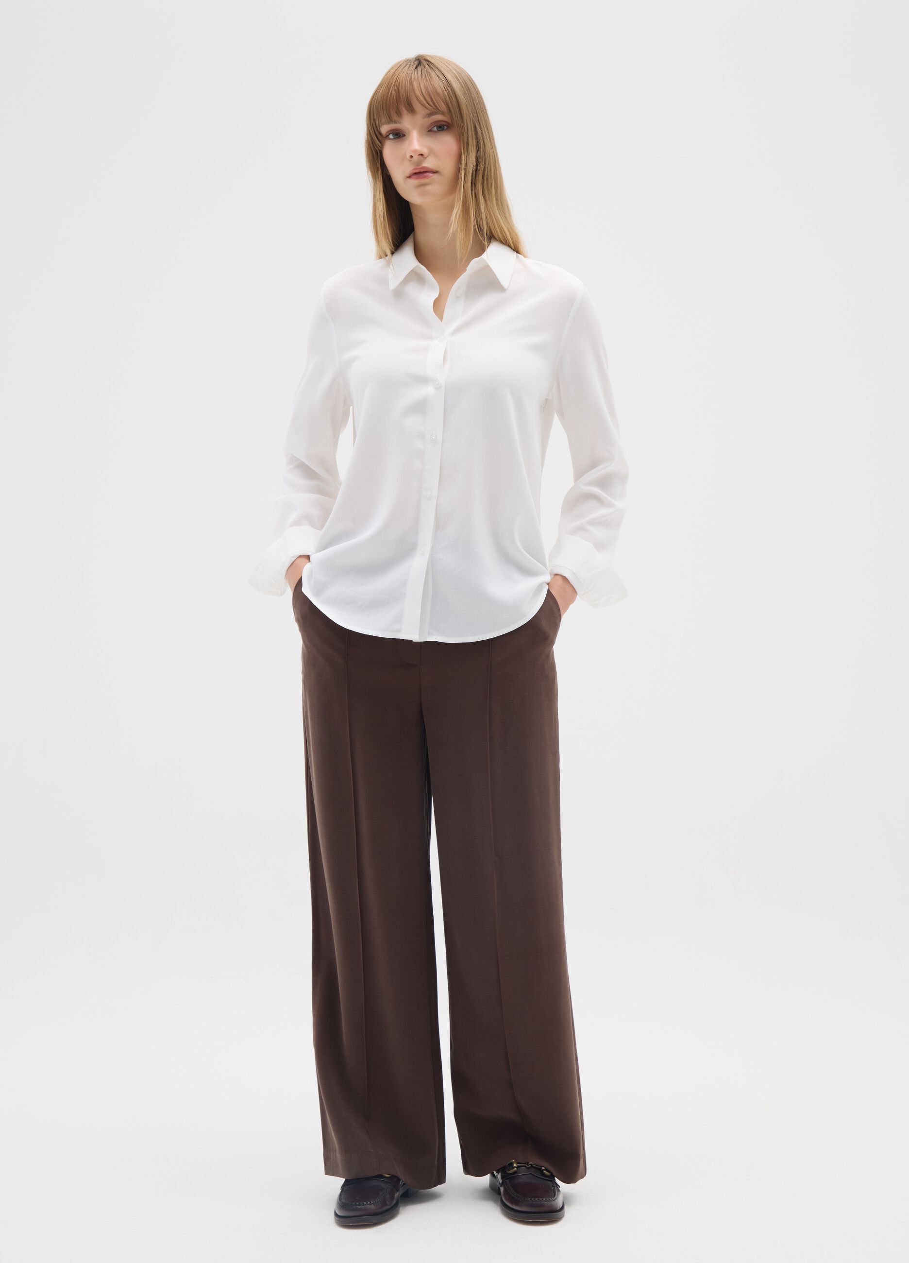 Brown Wide-Leg Trousers