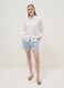 Regular-fit pure cotton shorts with yellow and white stripes_0