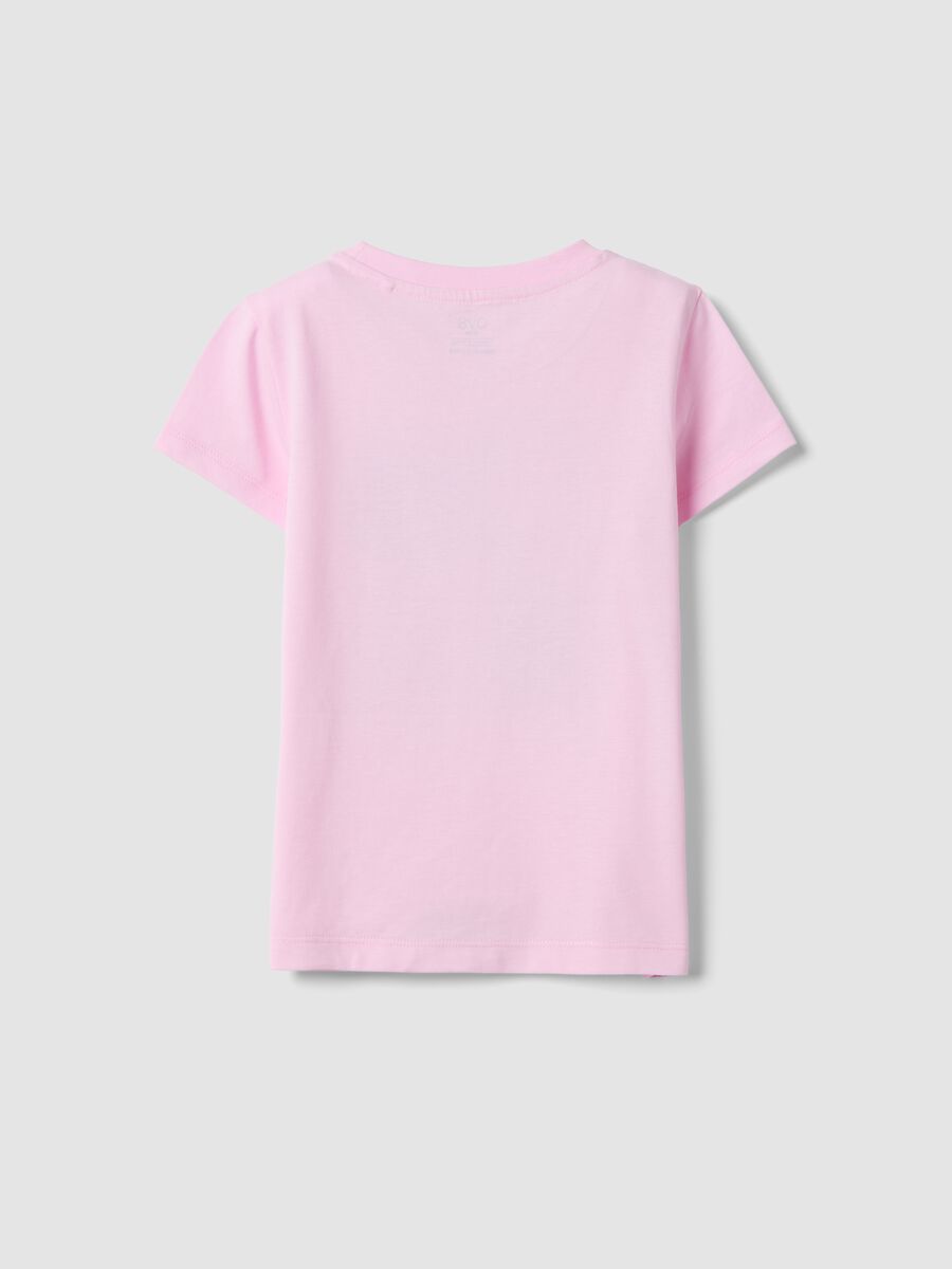 Girls' regular fit pink pure cotton T-shirt with fruit_1