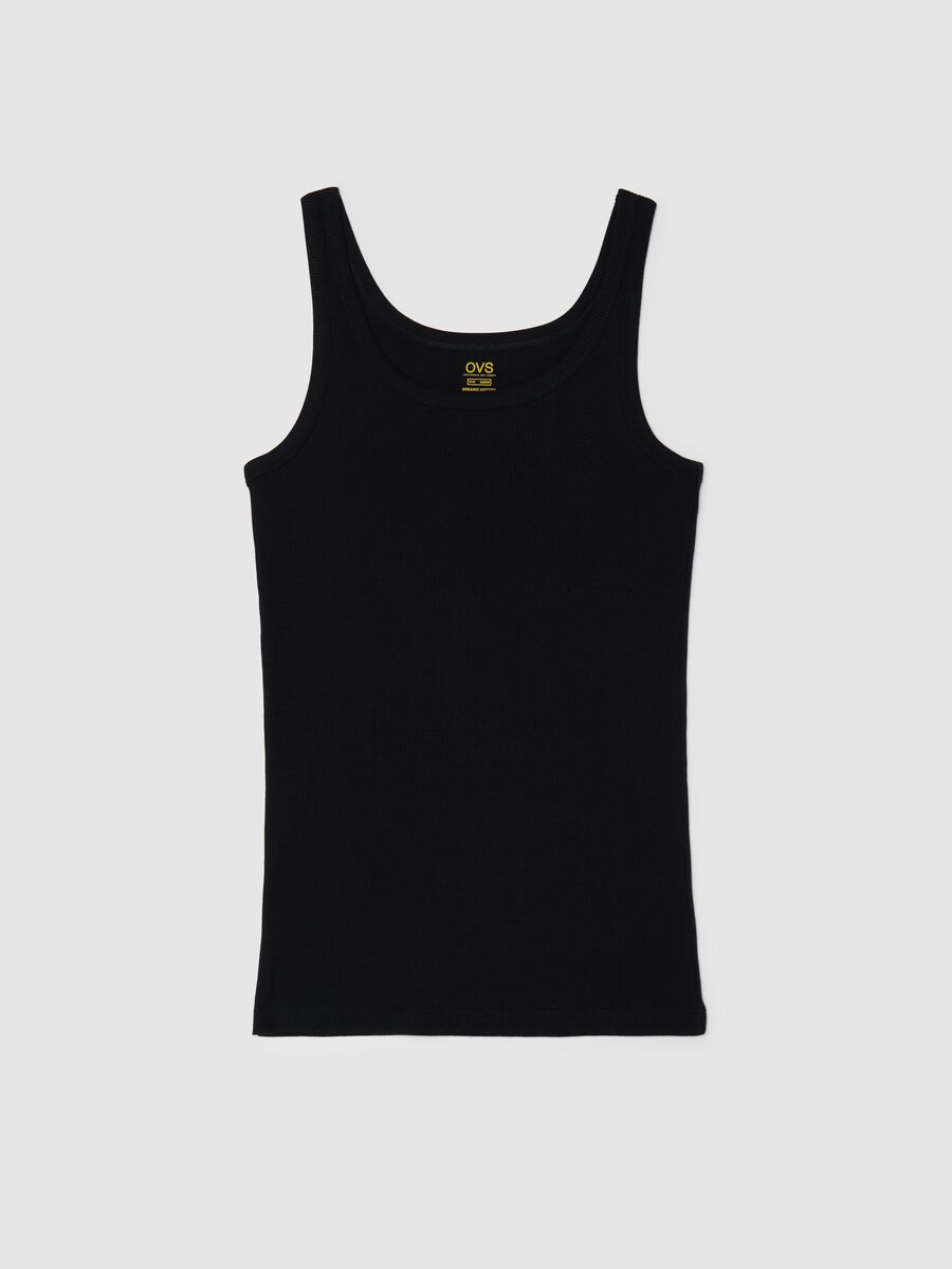 Black pure cotton OVS vest_0