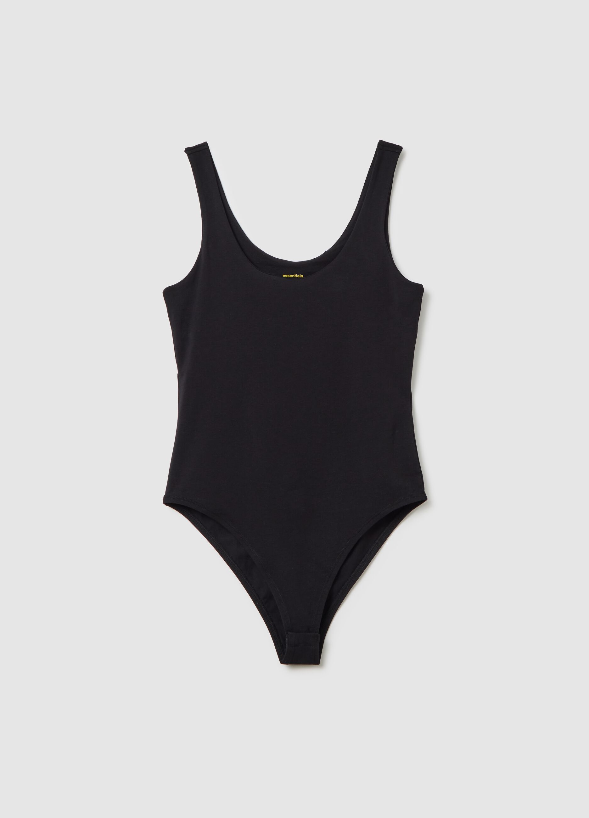 Body da donna in cotone elasticizzato nero regular fit