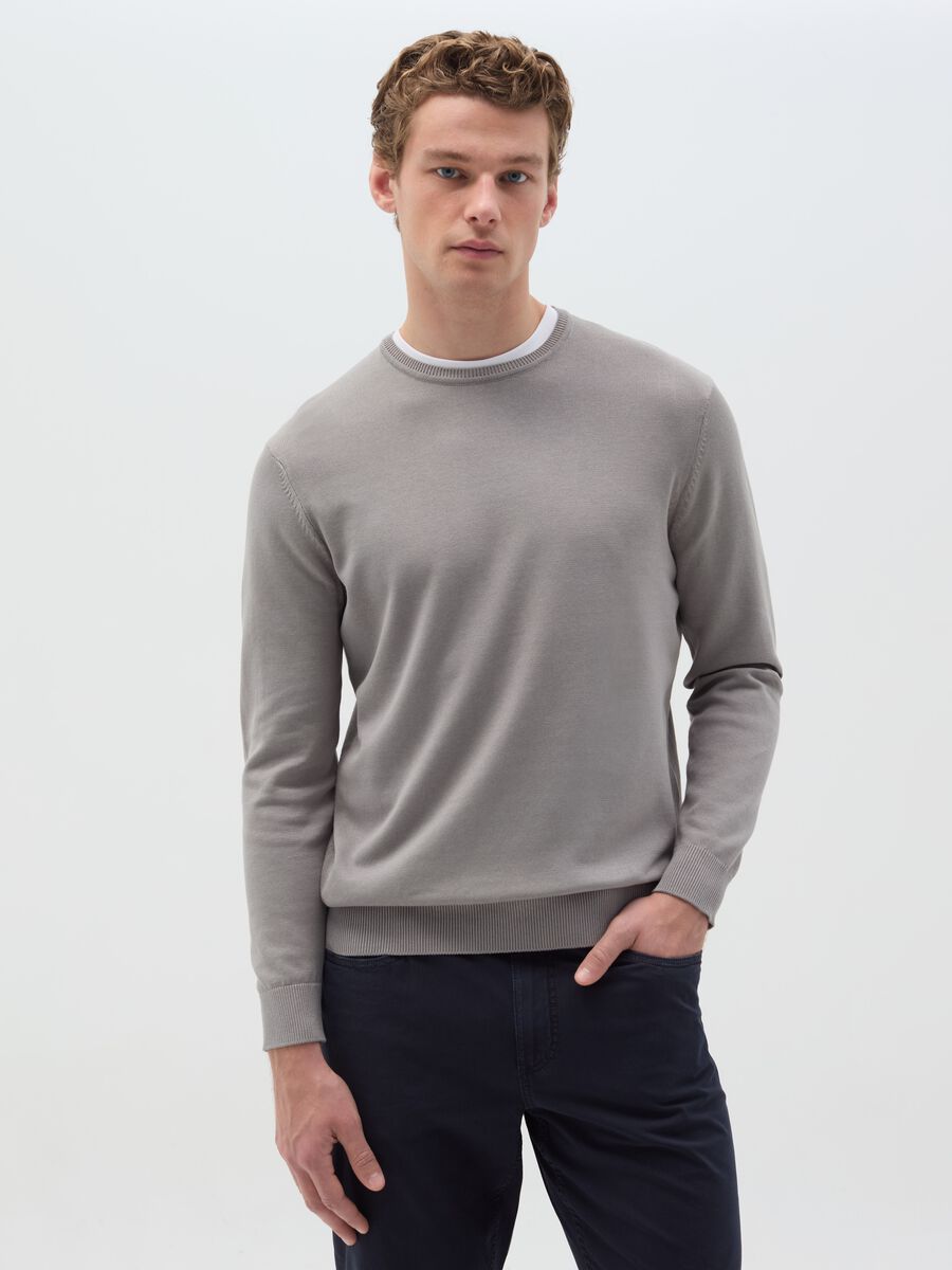 Cotton pullover with round neck_0